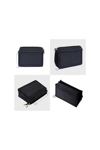 Fochsia Siyah 3 Boyutlu Çok Cepli Naylon Saklama Çantası Fermuarlı İç Astarlı El Çantası Omuz Çantası Sırt Çantası İçin Gümüş Eskitme