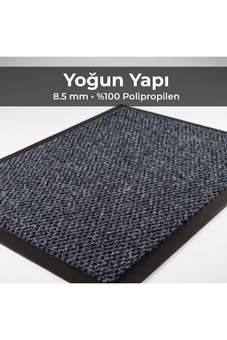 Aquila Kaymaz Kapı Önü Paspası 60x40 Cm Pvc Tabanlı, Kir Ve Nem Tutucu, Antrasit