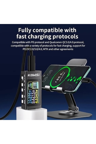 Xuweiwei 1pc Dc 0-12a Dijital Voltmetre Hd Ips Ekran Tip C Port Voltaj Akım Tespit Hızlı Şarj Usb Güç Dıy Elektronik Aleti Dayanıklı Plastik Gövde