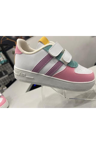 Papucumun Dünyası Günlük Bebek Çocuk Sneaker Cırt Cırt Bantlı Spor Ayakkabı Yürüyüş Ayakkabısı Pembe- Mor