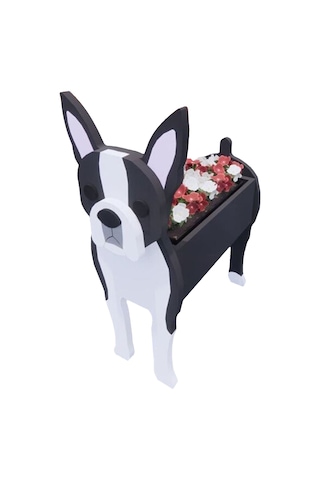 Jeehugo Özel Tasarım Boston Köpek Modeli Pvc Bitki Saksısı - 7-10 Gün Hazırlanır - 21x20x12x9cm Boyutunda