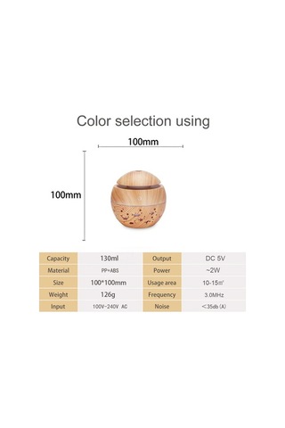 Moly 130ml Ahşap Desenli Usb Nemlendirici - 7 Renkli Led Aromaterapi Işıklı