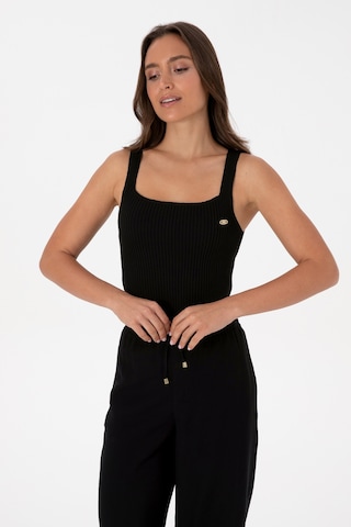 U.S. Polo Assn. Kadın Siyah Kare Yaka Kazak 50314626-VR046