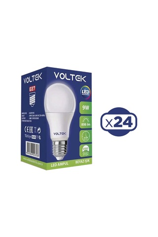 Voltek Led Ampul 9w E27 Duy Beyaz Işık X 24 Adet