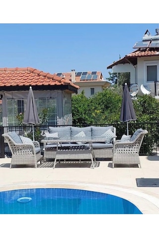 Sercangarden Rattan Bahçe Takımı Oturma Grubu 3'lü - 7 Kişilik Bej