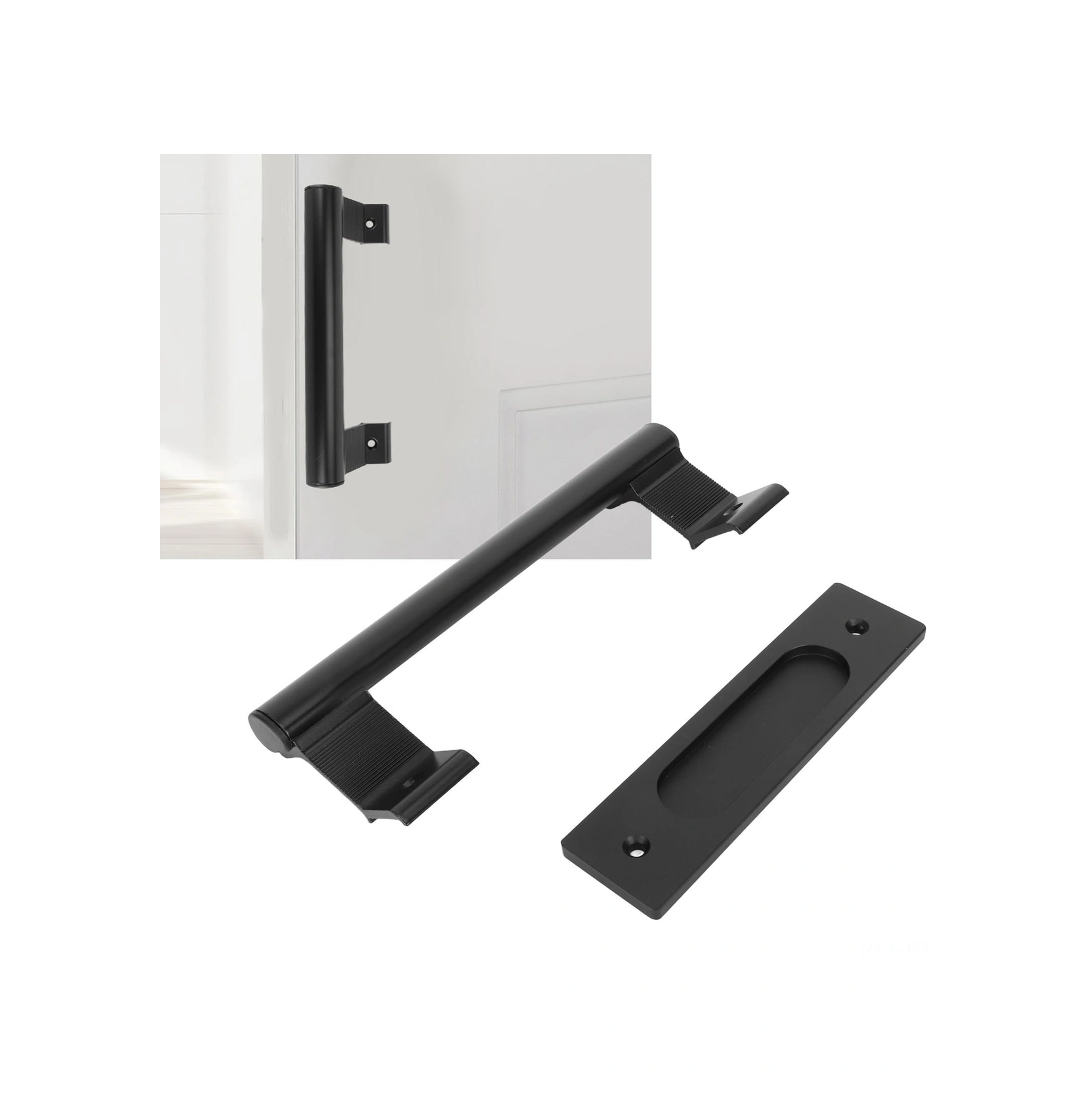 Geeroyoo Alüminyum Zırhlı Kayar Ahşap Kapı Kolu - İki Yönlü Tasarım, Delme Yok, Siyah, Kolay Kurulum, Balkon/depo/giyinme Dolabı Uygulamalı Diğer