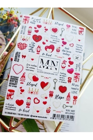 Nail Art Slider Stiker Kaktüs Ve Sukulent W141 Beyaz