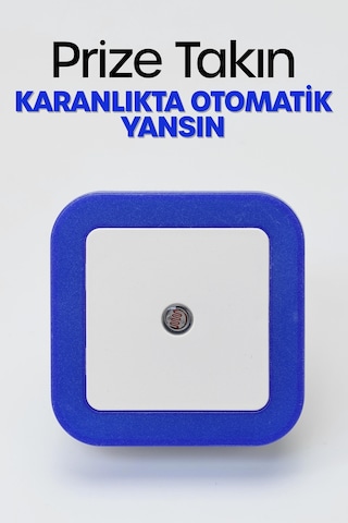 Kare Otomatik Gece Lambası Işığa Duyarlı Karanlık Ldr Sensörlü Koridor Mavi Gc02 Mavi
