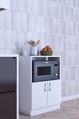 Rafineri Makro Dolap Çok Amaçlı Mikrodalga Fırın Dolabı Mdf Beyaz