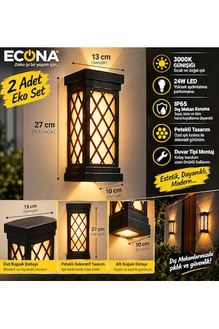 2 Adet Eco Set--modern Dekoratif Petekli Duvar Aplik 3000k Günüşığı 24w Dış Ve İç Mekan Aydınlatmaaydınlatma Armatürü Glop Led Avize Aplik Balkon Bahçe Banyo Duvar Koridor Lambası Led Günışığı