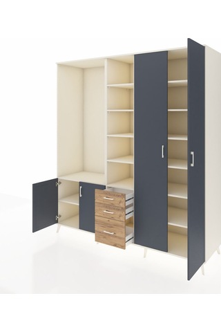 Kronos Dolap 13 Raflı 3 Çekmeceli 4 Kapaklı 220x59x243 Aytaşı-antrasit/çam Antrasıt/atlas Çam