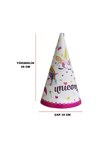 Karton Parti Şapkası Unicorn Temalı 8 Adet Tüm Yaşlar