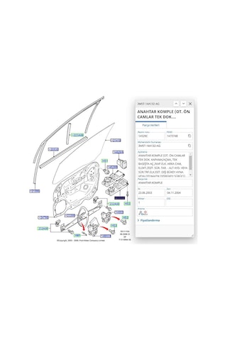 Cam Açma Düğmesi Dörtlü Ghia C.max Focus Bm 04 Fse 11-407-012 - 3m5t 14a132 Ag