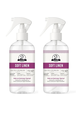 Soft Linen Parfümlü Oda Ve Çamaşır Spreyi Ortam Ve Araba Kokusu Müge Çiçeği Spray 250ml X 2