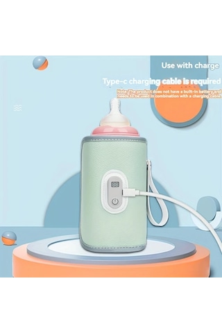 Boatshop1 Yeşil Taşınabilir Dijital Ekranlı Şişe Isıtıcı Usb Isıtma 5 Hızlı Sıcaklık Kontrolü Evrensel Uyumluluk