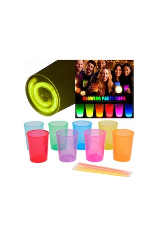 Karanlıkta Yanan Gece Işığı Glow Bardaklar 8 Adet 8.5 X 10.5 Cm