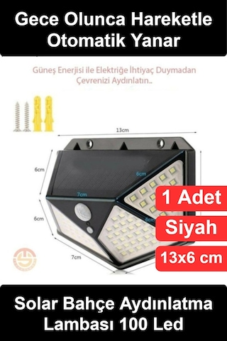 Solarlamba Solar Bahçe Aydınlatma Lambası 100 Ledli Güneş Enerjili Hareket Sensörlü Su Geçirmez Dış Çok Renkli
