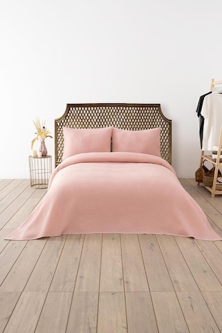 Waffle Çift Kişilik Pike Seti Pudra 200x220 Cm Genel