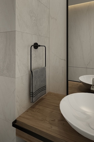 Alper Banyo Lotus Siyah Kare Havluluk,havlu Askısı,ister Yapıştır Ister Montajla Siyah