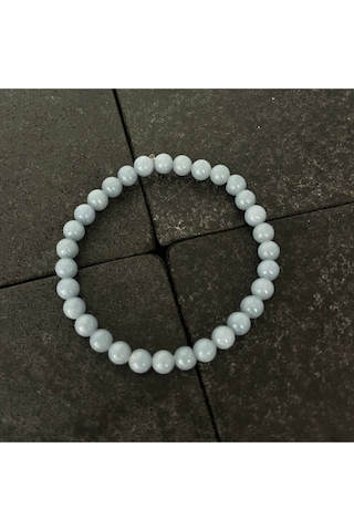 Sertifikalı Anjelit 6mm Doğal Taş Bileklik Mavi