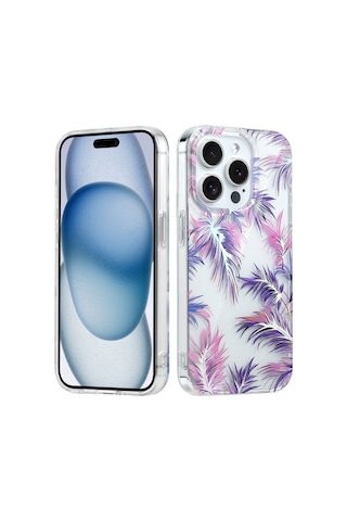 İphone 15 Pro Max Uyumlu Kılıf Solmayan Imd Baskı Desenli, Şeffaf Tpu+pc Botanik Kapak