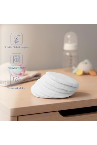 Babyjem Yıkanabilir Süper Emici Tekrar Kullanımlı Pamuklu Göğüs Pedi 6 Adet