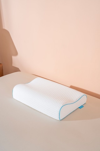 Yüksek Visco Yastık Çift Boyun Destekli Ortopedik Visko Yastık - 60x40x14/12cm Beyaz