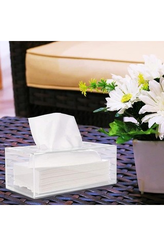 Banyo Yüz Doku Kutuları Kapak Raf Zarif Ve Şık Tasarım Şeffaf Akrilik Dikdörtgen Peçete Saklama Kutusu Doku Kutuları