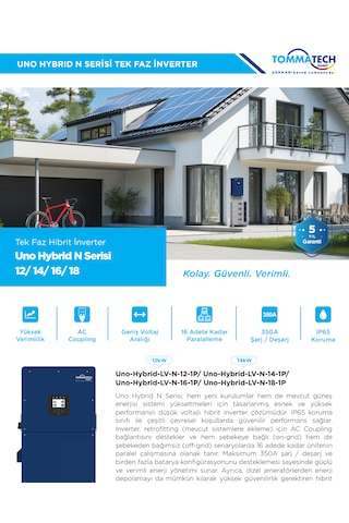 Tommatech Uno Hybrid N 16.0kw Tek Faz İnverter