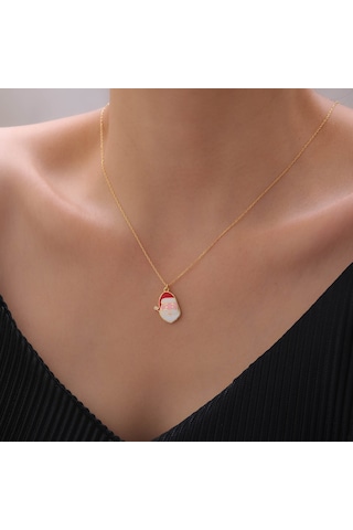 925 Ayar Gümüş Yılbaşı Hediyesi Noel Baba Kolye Gold