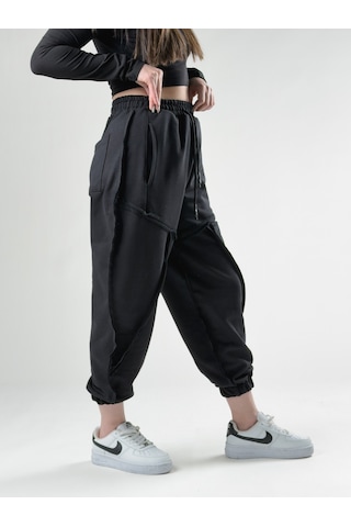Cocopelli Dikiş Detaylı Siyah Kadın Jogger Pantolon Coc2758 Siyah