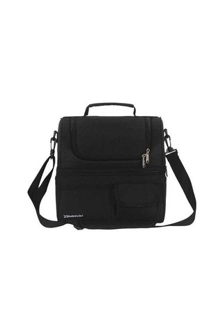 Tongxida Sıyah İki Bölümlü İsıtmacı Soğutucu Çanta - Su Geçirmez Piknık Yemek Çantası, Dişişik Etkinlikler İçin Siyah