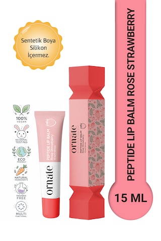 Peptide Lip Balm Rose Strawberry, Nemlendirici, Parlatıcı Lip Balm Çilek Ceramide Vitamin E 15ml Pembe