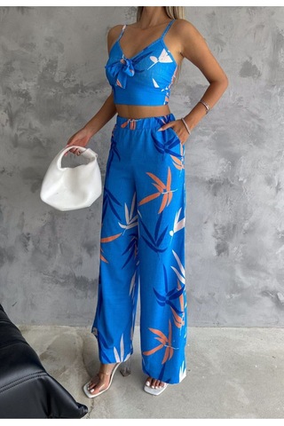 Hgfashion Yaprak Desen İkili Takım Mavi