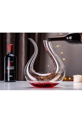 Reedark Kristal Cam 1500ml Şarap Decanterı - U Tipi Akustik Desenli Ev & Restoran Kullanımı - Renkli Modern Stili