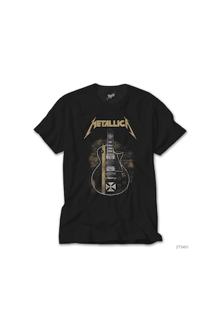 Metallica Guitar Cross Siyah Tişört Siyah
