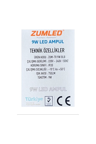 Zumled 9w Beyaz Led Ampul Royaleks-201 .