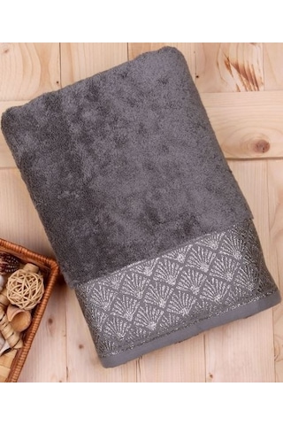 Baveno Pamuk Jakarlı 100X150 Havlu-Gri