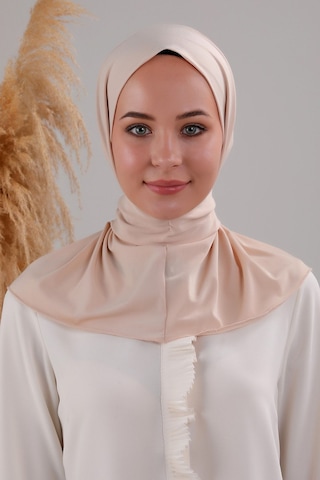 Melodi Scarf Kadın Tesettür Pratik Çıtçıtlı Sandy Fular Hazır Şal Krem Krem