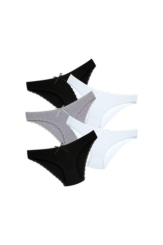 New Lilla 1101 Bikini Kadın T. Dantelli Külot Paketi (555344023) Beyaz - Gri - Siyah