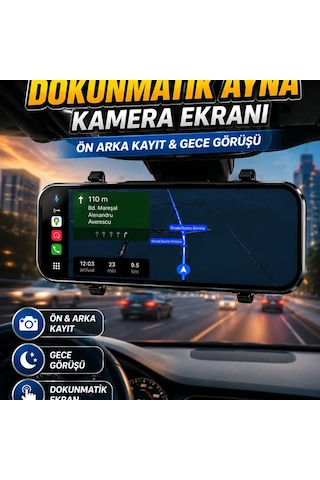 Carplay Dokunmatik Ayna Kamera Ekranı Ön Arka Kayıt Ve Gece Görüşü Diğer