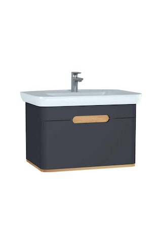 VitrA Sento Lavabo Dolabı 80 Cm Tek Çekmeceli Mat Antrasit 60819 Antrasit
