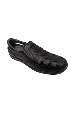 Moda Ayakkabı 0454 Siyah Deri Erkek Sandalet