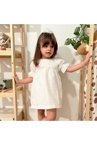 Dantel Yaka Fisto Çocuk Elbise Toka Takım 001