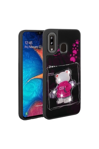 Zore Samsung Galaxy Uyumlu A30 Kılıf Parlayan Kabartmalı İkonik Figürlü Omsy Amas Silikon Kapak - Siyah