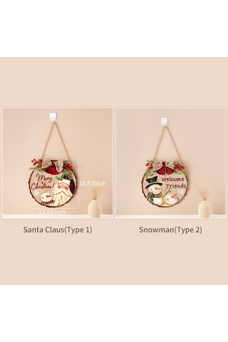 Fortunelane Noel Geri Dönüş Tahtası Ahşap 30cm, Santa Desenli, Bowliyle Zenginleştirilmiş, Duvar/anahtar Takımı, Çok Renkli, İç/d Çok Renkli