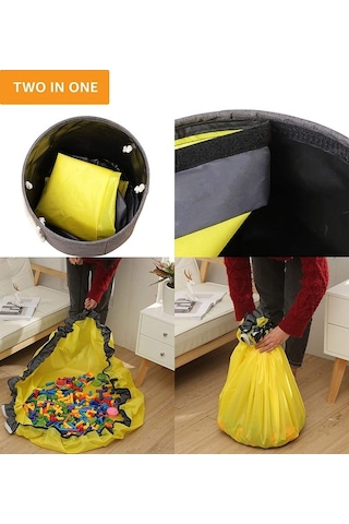 Didadodo 2'li Oyun Depolama Sepeti & Halı - Katlanır Taşınabilir Oyuncak Organizer Koyu Gri Koyu Gri