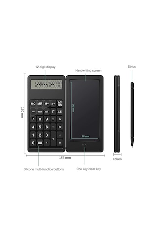 Valkyrie C5 Dijital Çizim Ekranlı Bilimsel Fonksiyonlu E-writer Hesap Makinesi Katlanabilir Sessiz Tuşlu Siyah