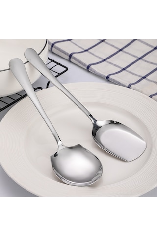 Yifomall Stainless Steel Büyük Boy Servis Kaşığı - Restoran/ev Kullanıma Uygun, Anti-rusluk, Yemek Dağıtma Ve Servis Etme İçin Dayanıklı Malzeme Diğer