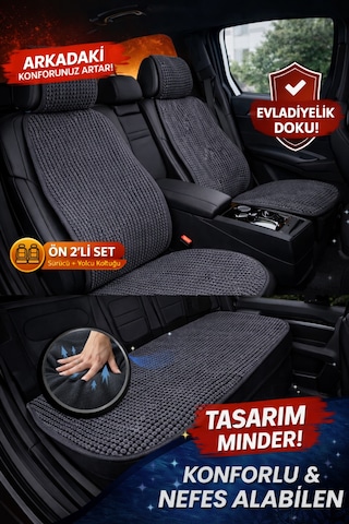 Premium Series Universal Ön Ve Arka Oturak 5 Parça Koltuk Minder Seti Füme